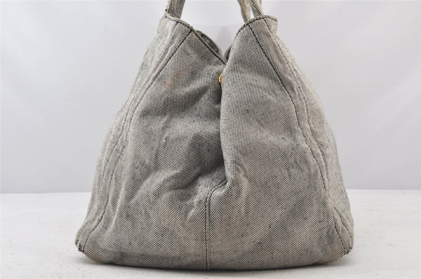 Authentic PRADA Vintage Canapa L Canvas Tote Hand Bag Canvas Gray 4586K