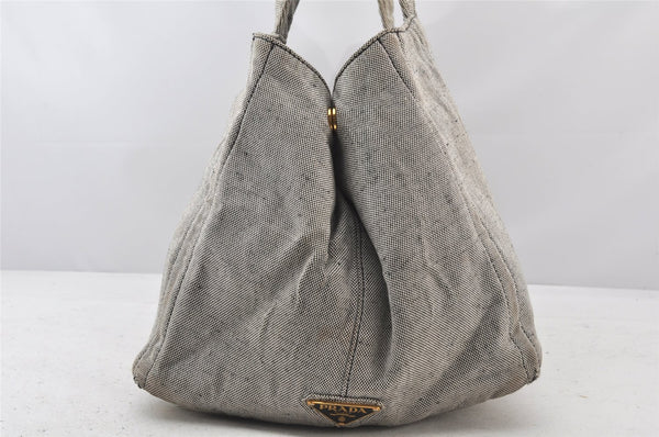 Authentic PRADA Vintage Canapa L Canvas Tote Hand Bag Canvas Gray 4586K