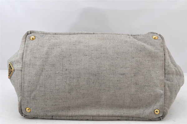 Authentic PRADA Vintage Canapa L Canvas Tote Hand Bag Canvas Gray 4586K