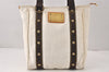 Authentic Louis Vuitton Antigua Cabas MM Tote Bag White Brown M40036 LV 4587K