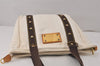 Authentic Louis Vuitton Antigua Cabas MM Tote Bag White Brown M40036 LV 4587K