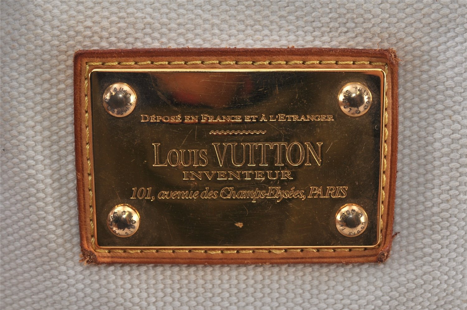 Authentic Louis Vuitton Antigua Cabas MM Tote Bag White Brown M40036 LV 4587K