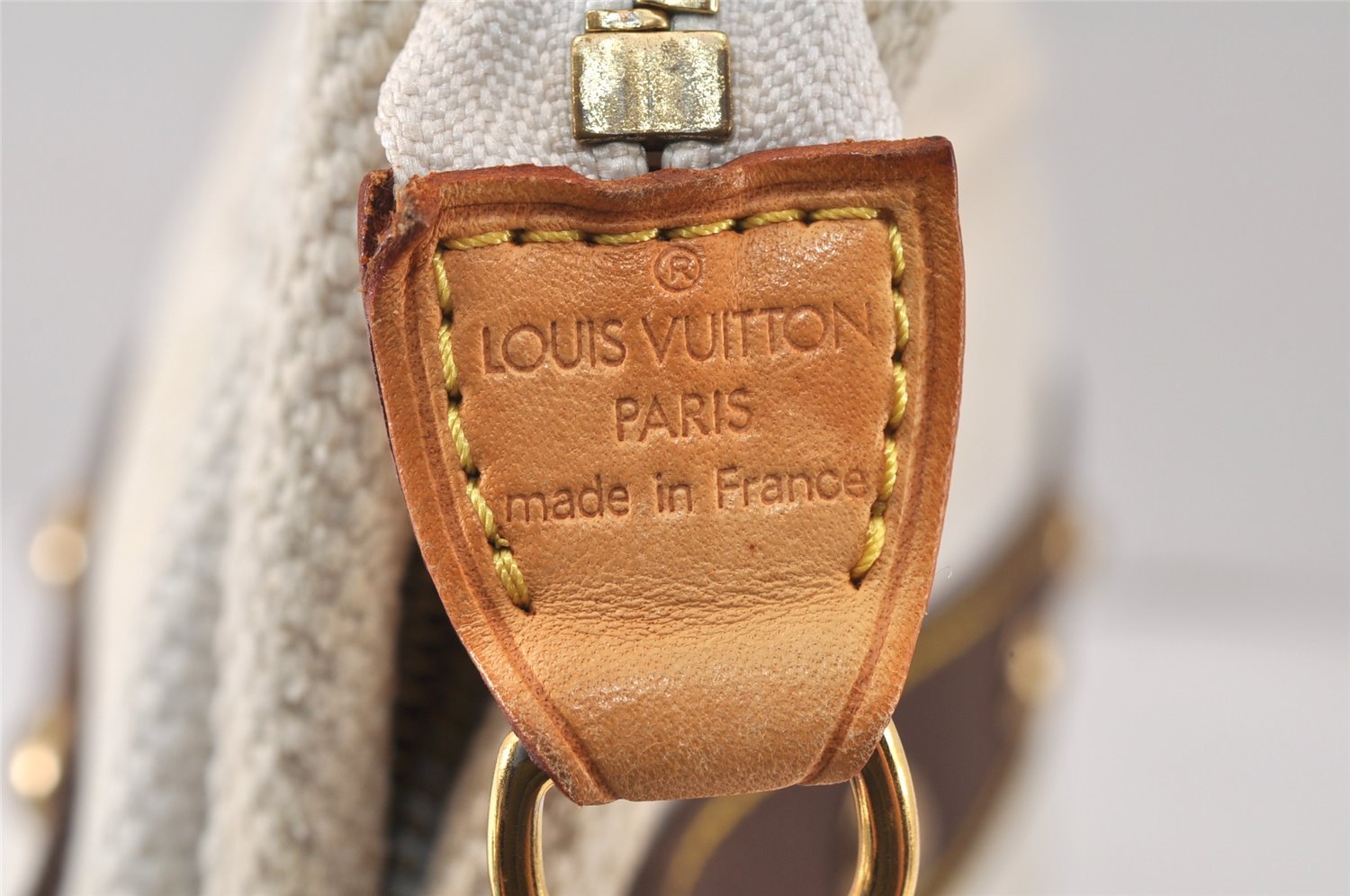 Authentic Louis Vuitton Antigua Cabas MM Tote Bag White Brown M40036 LV 4587K