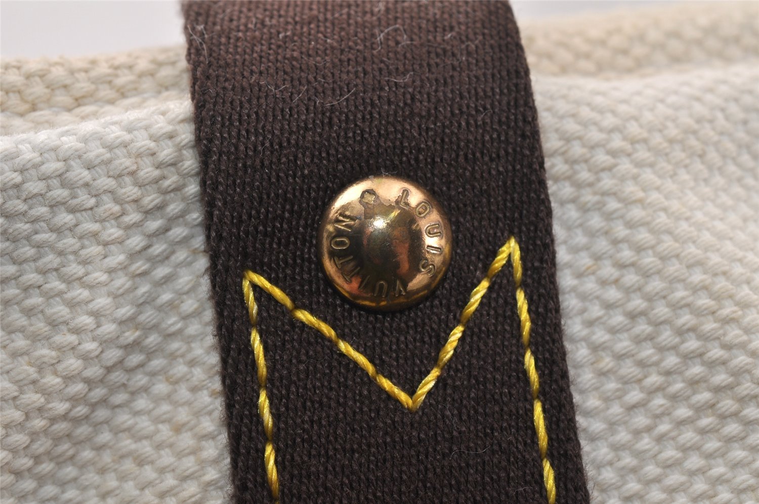 Authentic Louis Vuitton Antigua Cabas MM Tote Bag White Brown M40036 LV 4587K