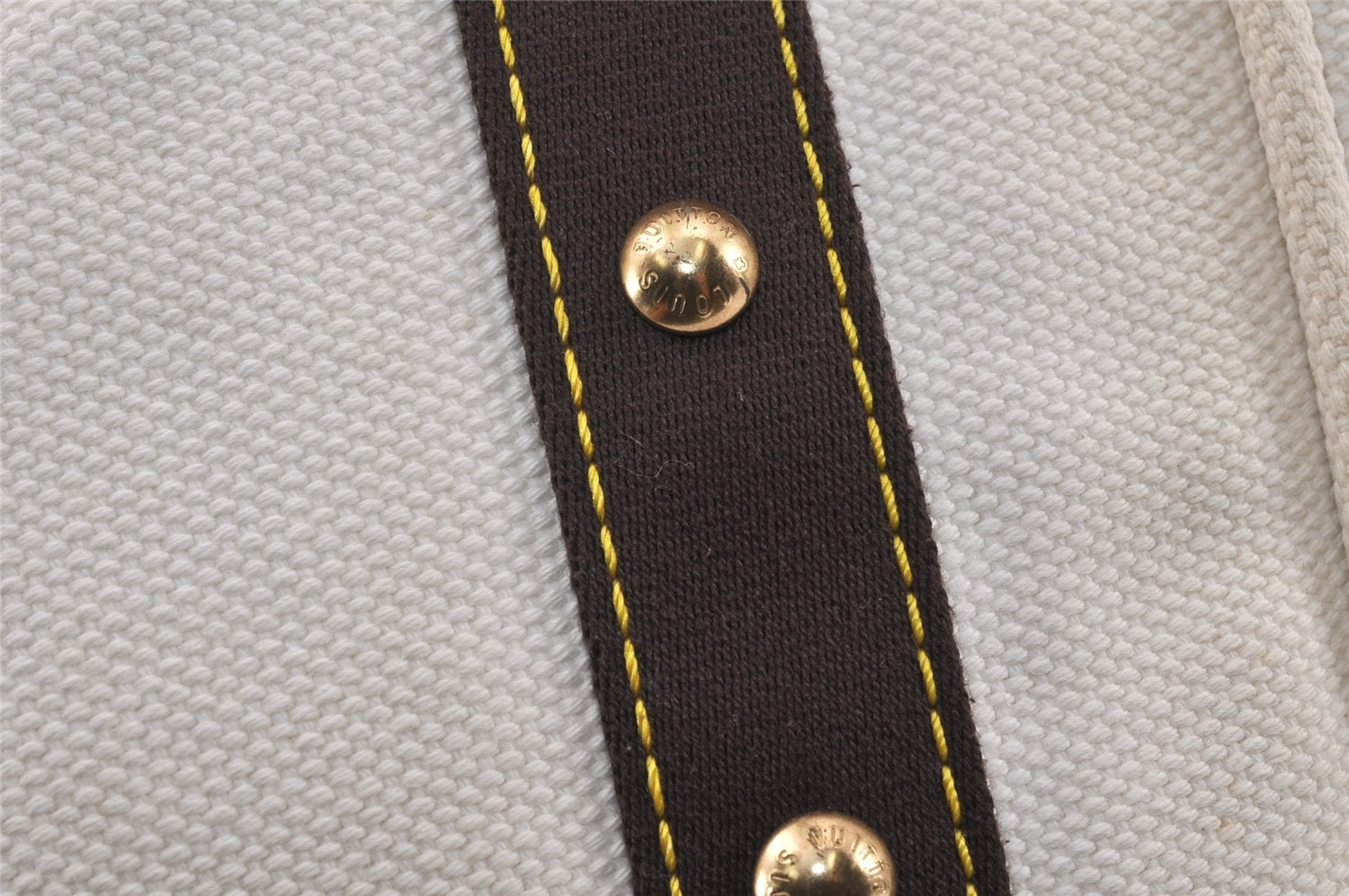 Authentic Louis Vuitton Antigua Cabas MM Tote Bag White Brown M40036 LV 4587K