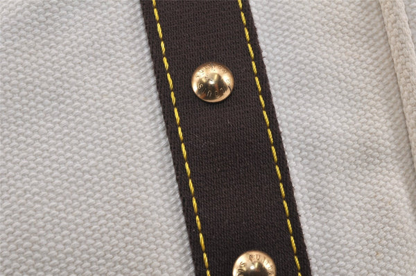 Authentic Louis Vuitton Antigua Cabas MM Tote Bag White Brown M40036 LV 4587K