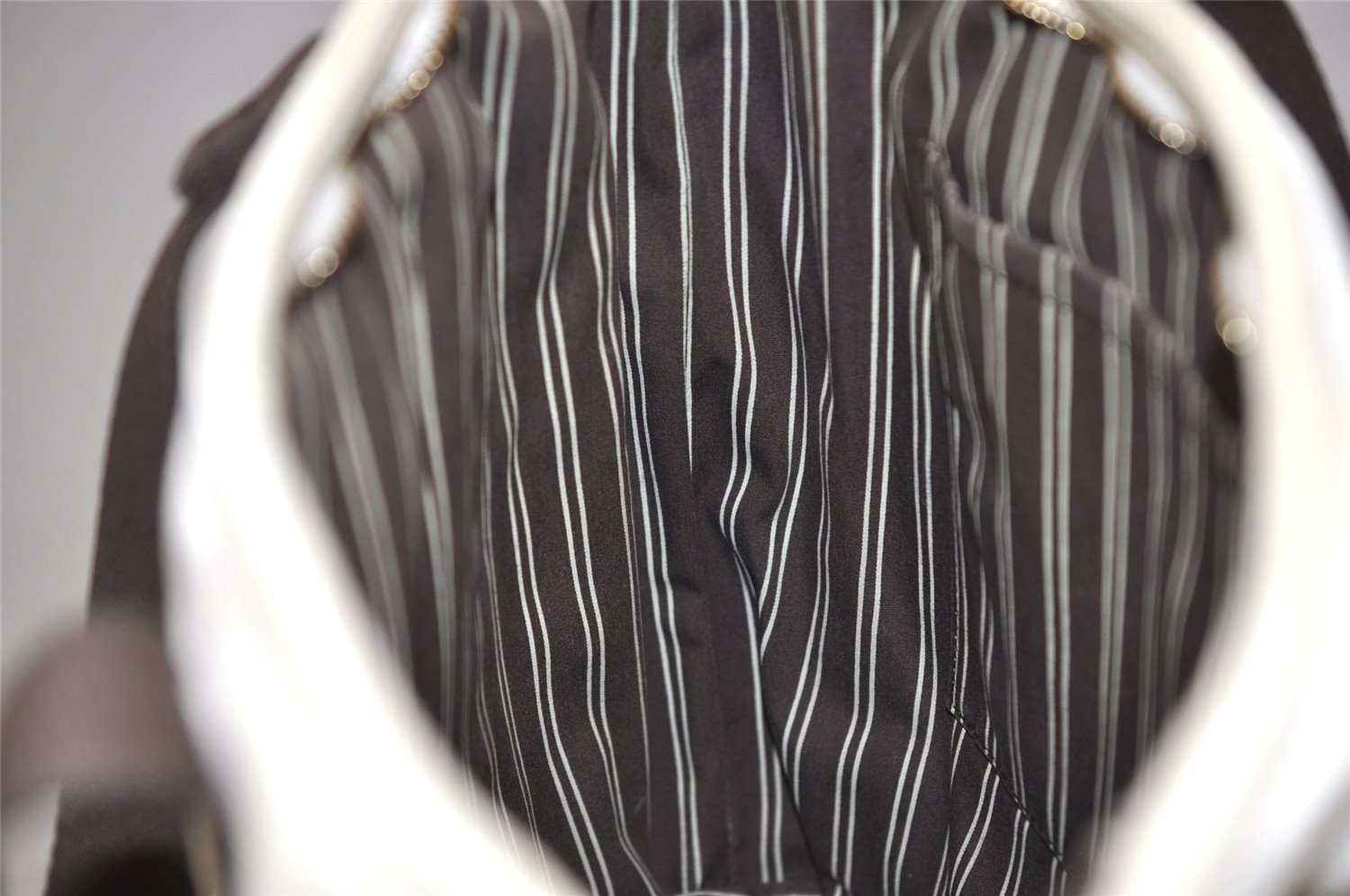 Authentic Louis Vuitton Antigua Cabas MM Tote Bag White Brown M40036 LV 4587K