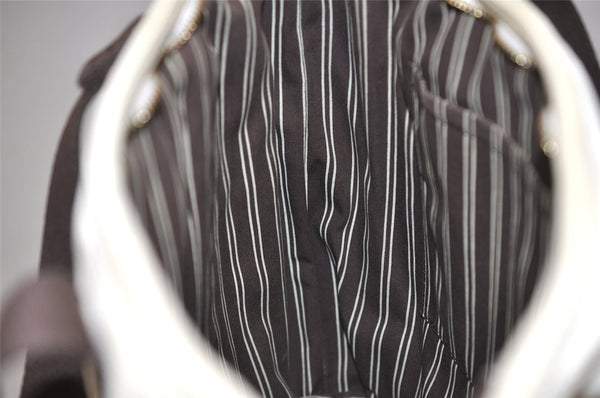 Authentic Louis Vuitton Antigua Cabas MM Tote Bag White Brown M40036 LV 4587K