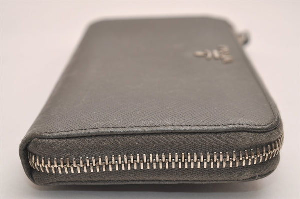 Authentic PRADA Vintage Saffiano Multic Leather Long Wallet Purse Gray 4588J