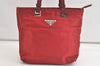 Authentic PRADA Vintage Nylon Tessuto Leather Shoulder Hand Bag Purse Red 4588K