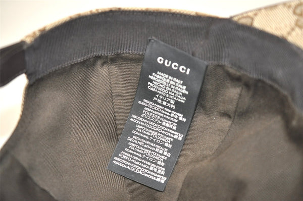 Authentic GUCCI Web Sherry Line Cap GG Canvas Leather Size M 200035 Brown 4590I