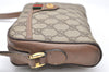 Authentic GUCCI Web Sherry Line Shoulder Bag GG PVC Leather Brown Junk 4590K