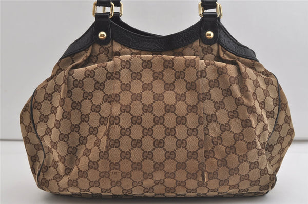 Authentic GUCCI Sukey Shoulder Tote Bag GG Canvas Leather 211944 Brown 4591K