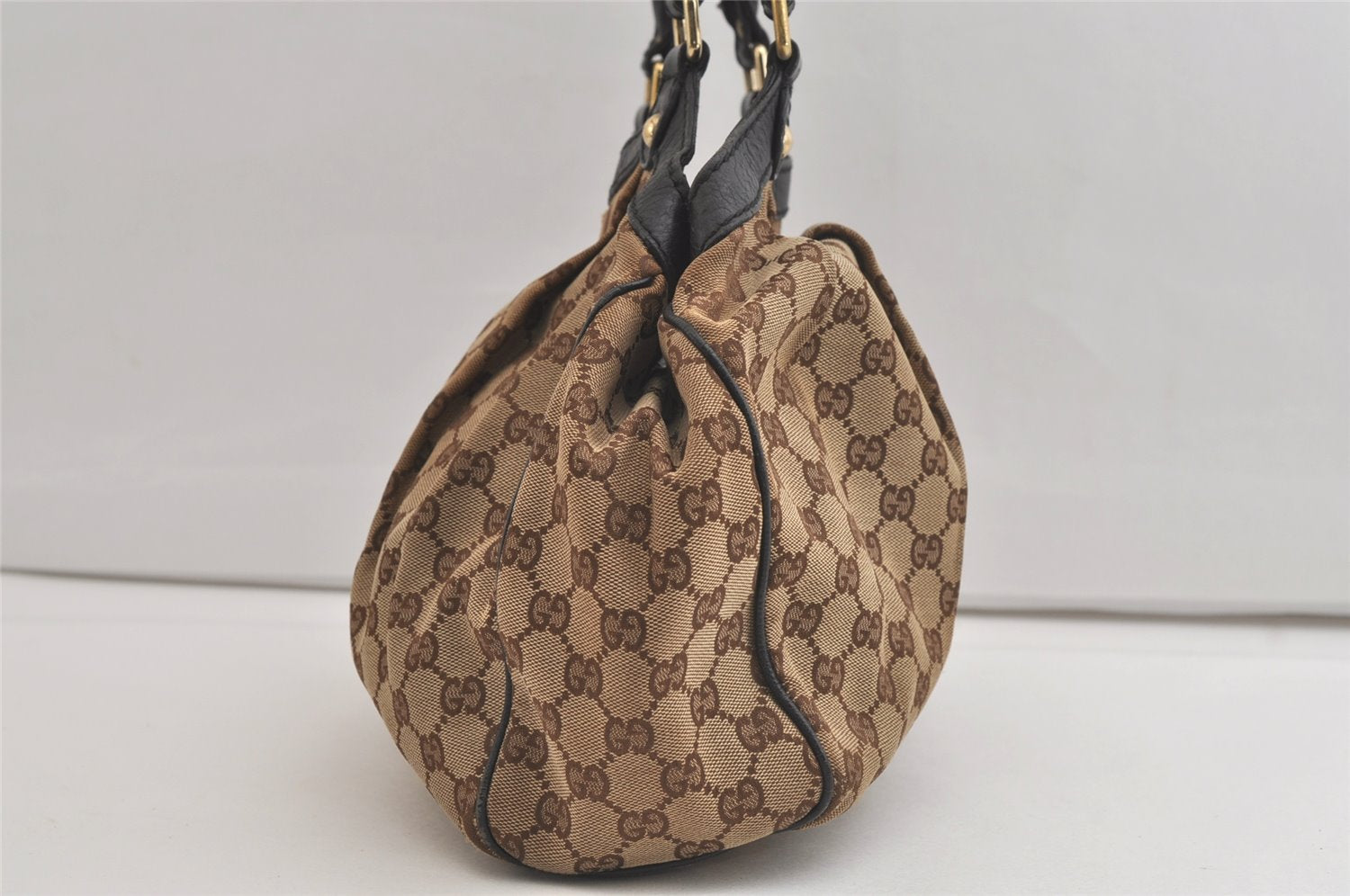 Authentic GUCCI Sukey Shoulder Tote Bag GG Canvas Leather 211944 Brown 4591K