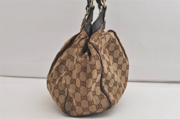 Authentic GUCCI Sukey Shoulder Tote Bag GG Canvas Leather 211944 Brown 4591K