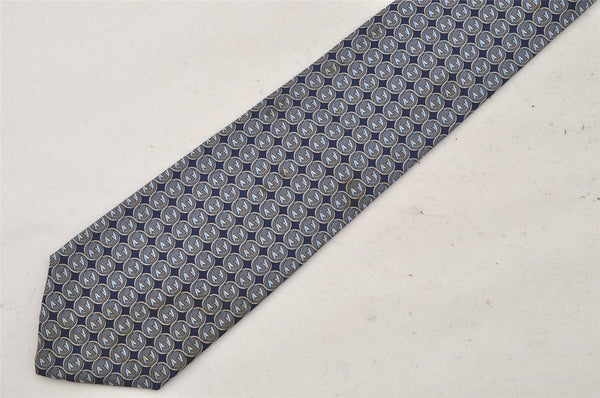 Authentic YVES SAINT LAURENT Tie Necktie Circular Pattern Silk Navy Blue 4592J