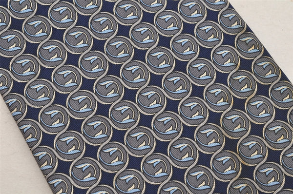 Authentic YVES SAINT LAURENT Tie Necktie Circular Pattern Silk Navy Blue 4592J