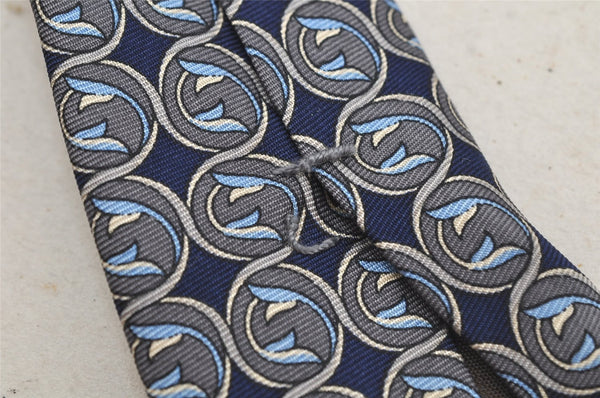 Authentic YVES SAINT LAURENT Tie Necktie Circular Pattern Silk Navy Blue 4592J