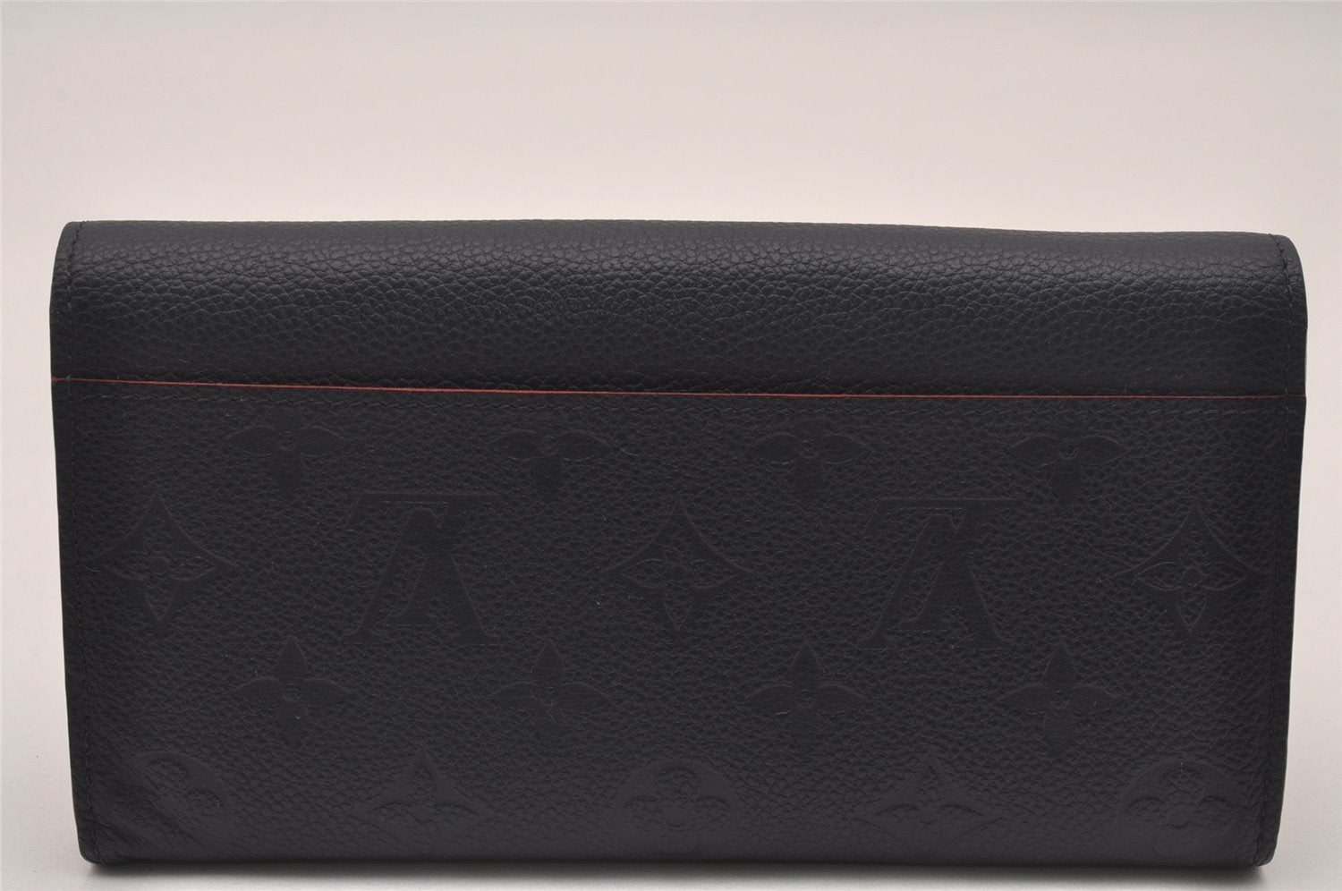 Auth Louis Vuitton Monogram Empreinte Portefeuille Sarah Wallet Navy Box 4593J