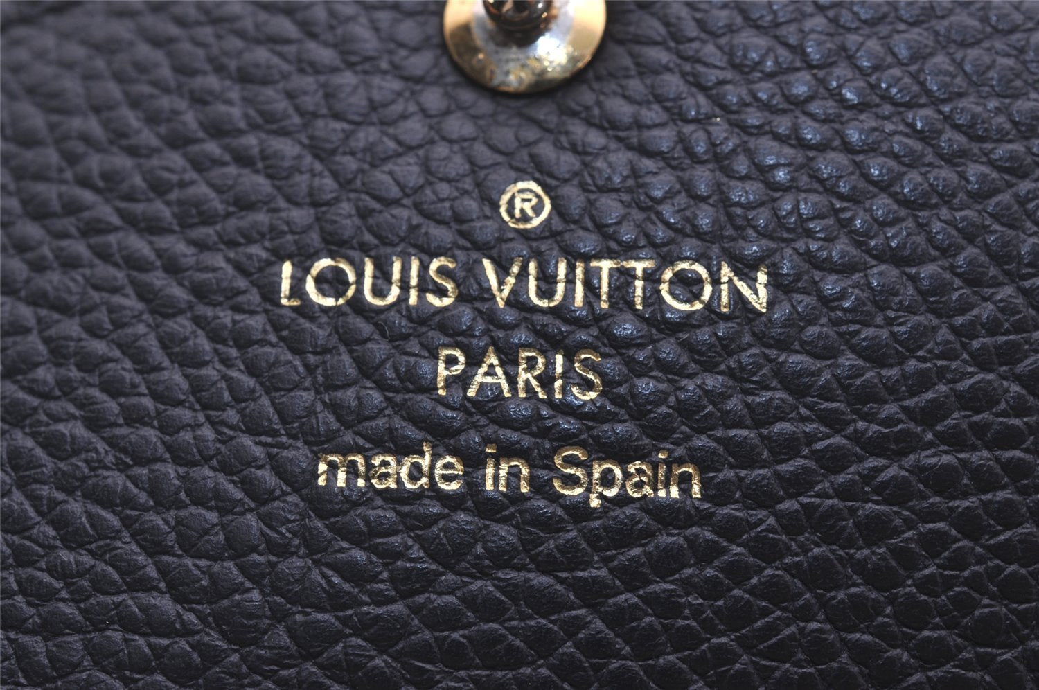 Auth Louis Vuitton Monogram Empreinte Portefeuille Sarah Wallet Navy Box 4593J