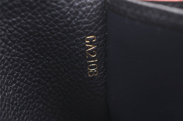 Auth Louis Vuitton Monogram Empreinte Portefeuille Sarah Wallet Navy Box 4593J