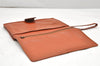 Authentic MCM Visetos Leather Vintage Clutch Hand Bag Purse Brown 4593K