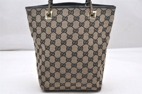 Authentic GUCCI Vintage Shoulder Tote Bag GG Canvas Leather 0021099 Black 4594K
