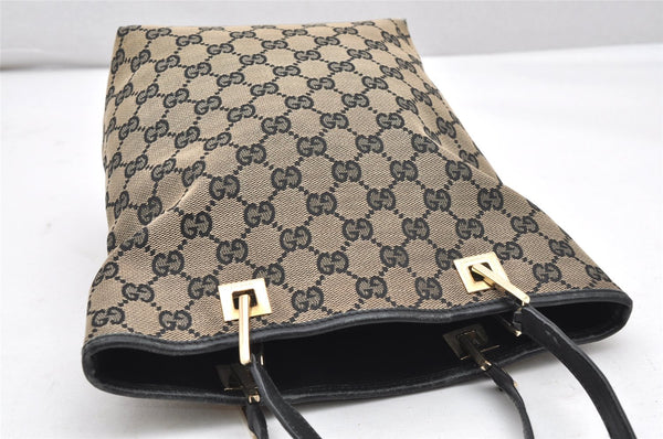 Authentic GUCCI Vintage Shoulder Tote Bag GG Canvas Leather 0021099 Black 4594K