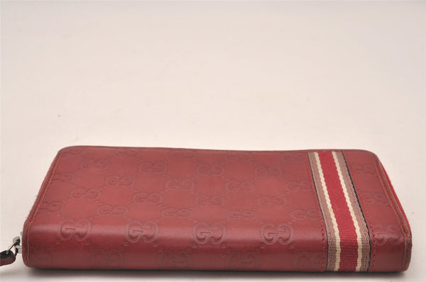 Authentic GUCCI Sherry Line Guccissima Long Wallet GG Leather 308009 Red 4595J