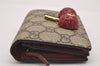 Authentic GUCCI Cherry Bifold Wallet Purse GG PVC Leather 476050 Brown Red 4596J