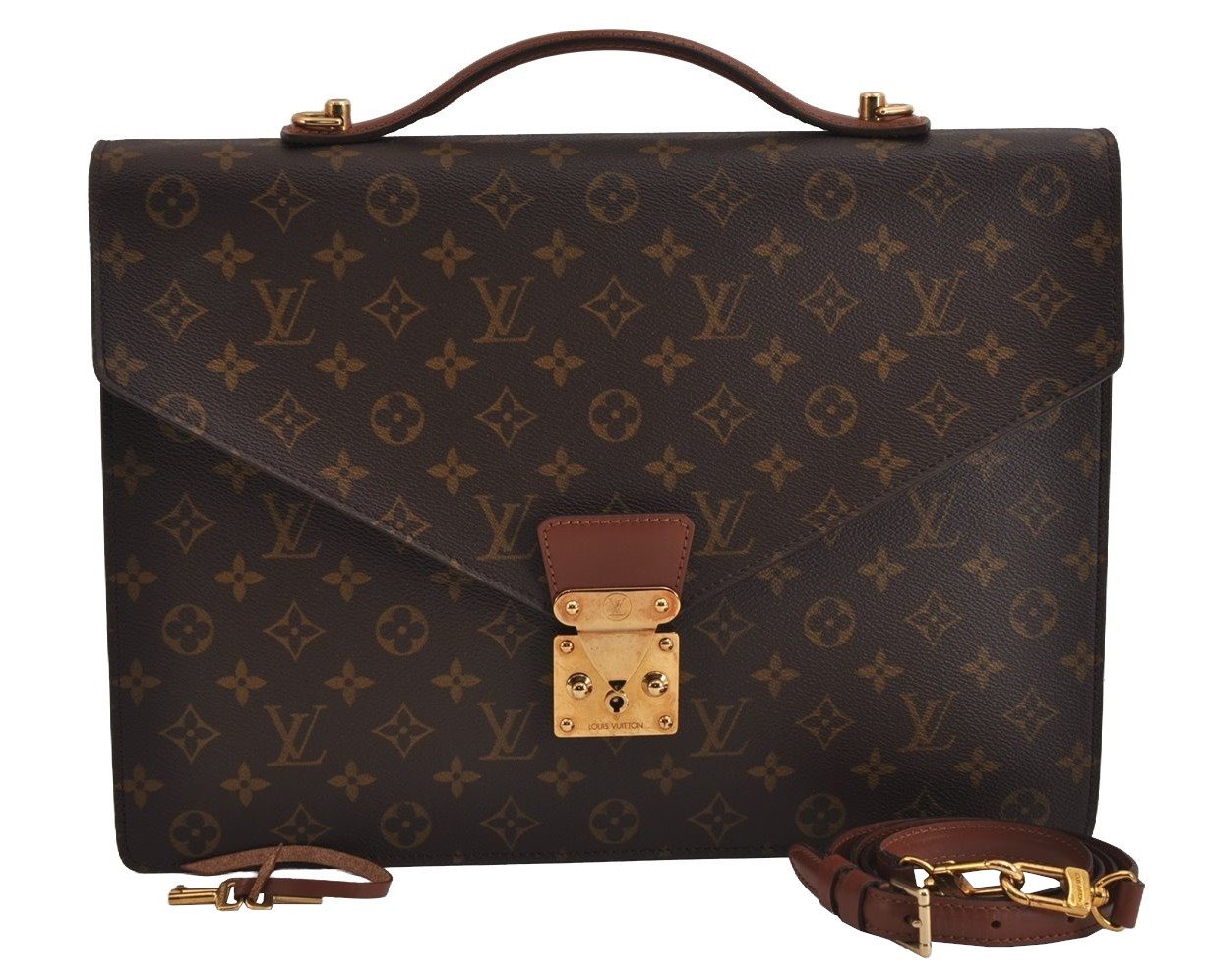 Auth Louis Vuitton Monogram Porte Documents Bandouliere M53338 Briefcase 4597J