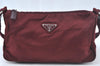 Authentic PRADA Nylon Tessuto Leather Shoulder Bag Purse Bordeaux Red 4598J