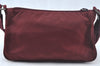 Authentic PRADA Nylon Tessuto Leather Shoulder Bag Purse Bordeaux Red 4598J