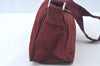 Authentic PRADA Nylon Tessuto Leather Shoulder Bag Purse Bordeaux Red 4598J