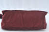 Authentic PRADA Nylon Tessuto Leather Shoulder Bag Purse Bordeaux Red 4598J