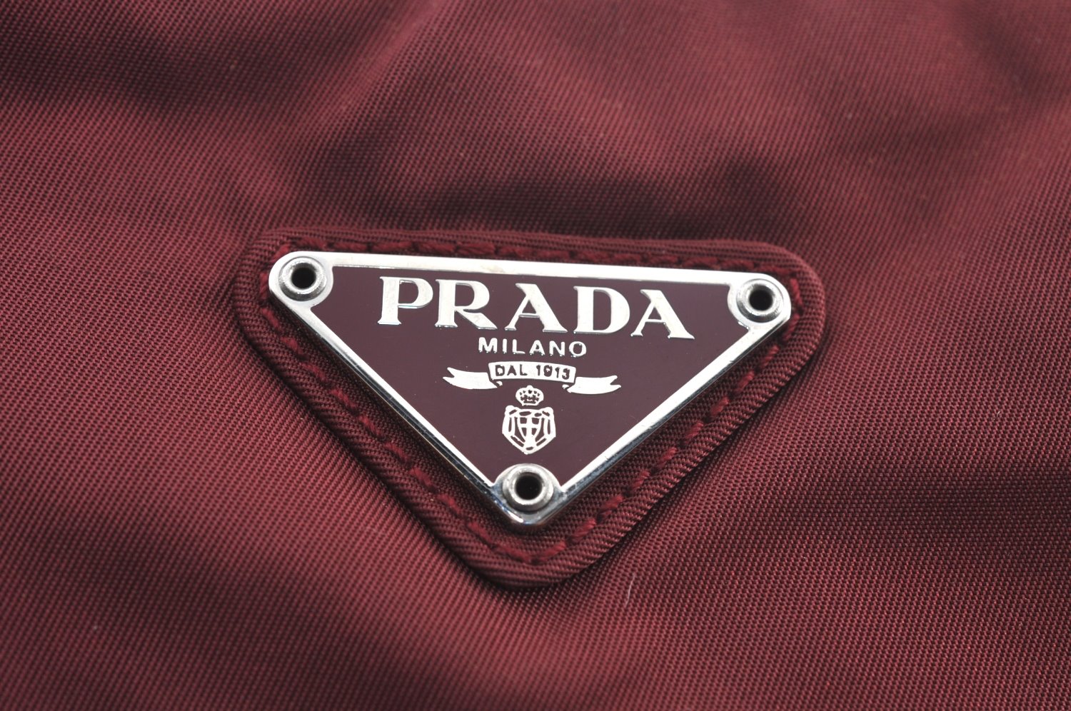 Authentic PRADA Nylon Tessuto Leather Shoulder Bag Purse Bordeaux Red 4598J