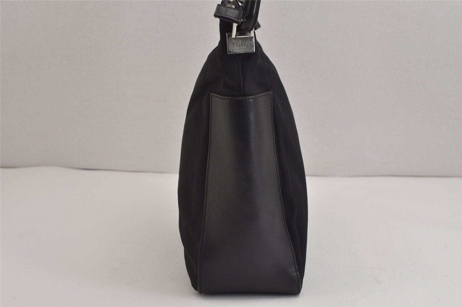 Authentic GUCCI Hand Shoulder Bag Purse Canvas Leather 0013766 Black 4599J