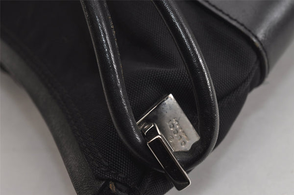 Authentic GUCCI Hand Shoulder Bag Purse Canvas Leather 0013766 Black 4599J