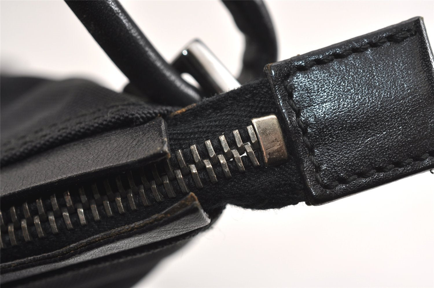 Authentic GUCCI Hand Shoulder Bag Purse Canvas Leather 0013766 Black 4599J