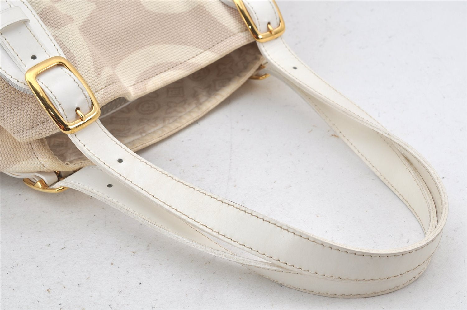 Authentic Louis Vuitton Cruise Line Tahitienne PM Tote Bag Beige M95674 LV 4599K