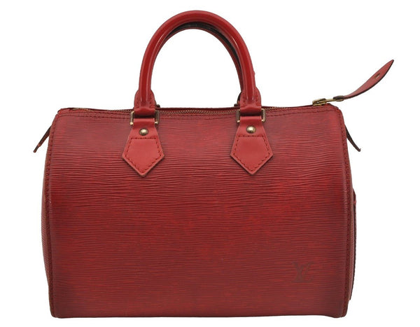 Authentic Louis Vuitton Epi Speedy 25 Hand Boston Bag Red M43017 LV 4600J
