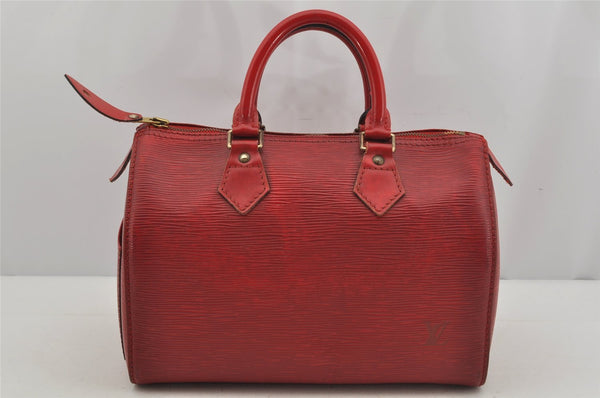 Authentic Louis Vuitton Epi Speedy 25 Hand Boston Bag Red M43017 LV 4600J