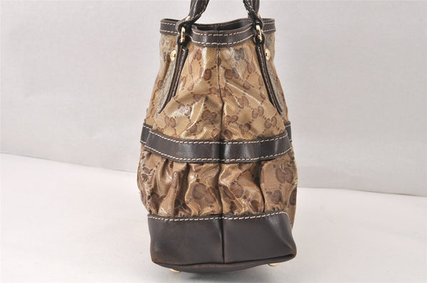 Authentic GUCCI GG Crystal Tote Hand Bag PVC Leather 223964 Brown 4600K