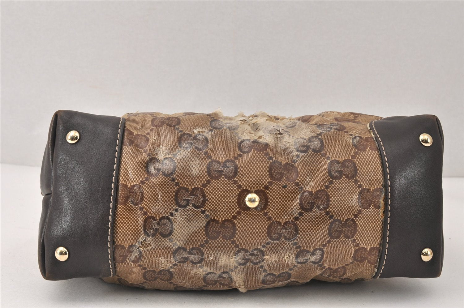 Authentic GUCCI GG Crystal Tote Hand Bag PVC Leather 223964 Brown 4600K