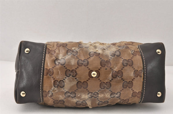 Authentic GUCCI GG Crystal Tote Hand Bag PVC Leather 223964 Brown 4600K