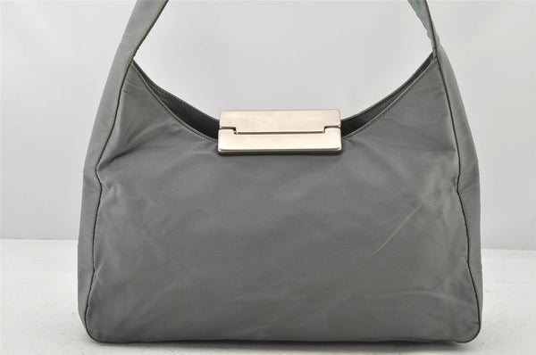 Authentic PRADA Vintage Nylon Tessuto Plastic Shoulder Hand Bag Purse Gray 4601K