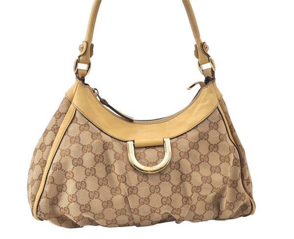 Authentic GUCCI Abbey Shoulder Hand Bag GG Canvas Leather 190525 Brown 4602K