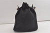 Authentic GUCCI Vintage Bamboo Drawstring Bag Purse Nylon Leather Black 4603K