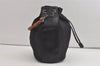 Authentic GUCCI Vintage Bamboo Drawstring Bag Purse Nylon Leather Black 4603K