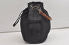 Authentic GUCCI Vintage Bamboo Drawstring Bag Purse Nylon Leather Black 4603K